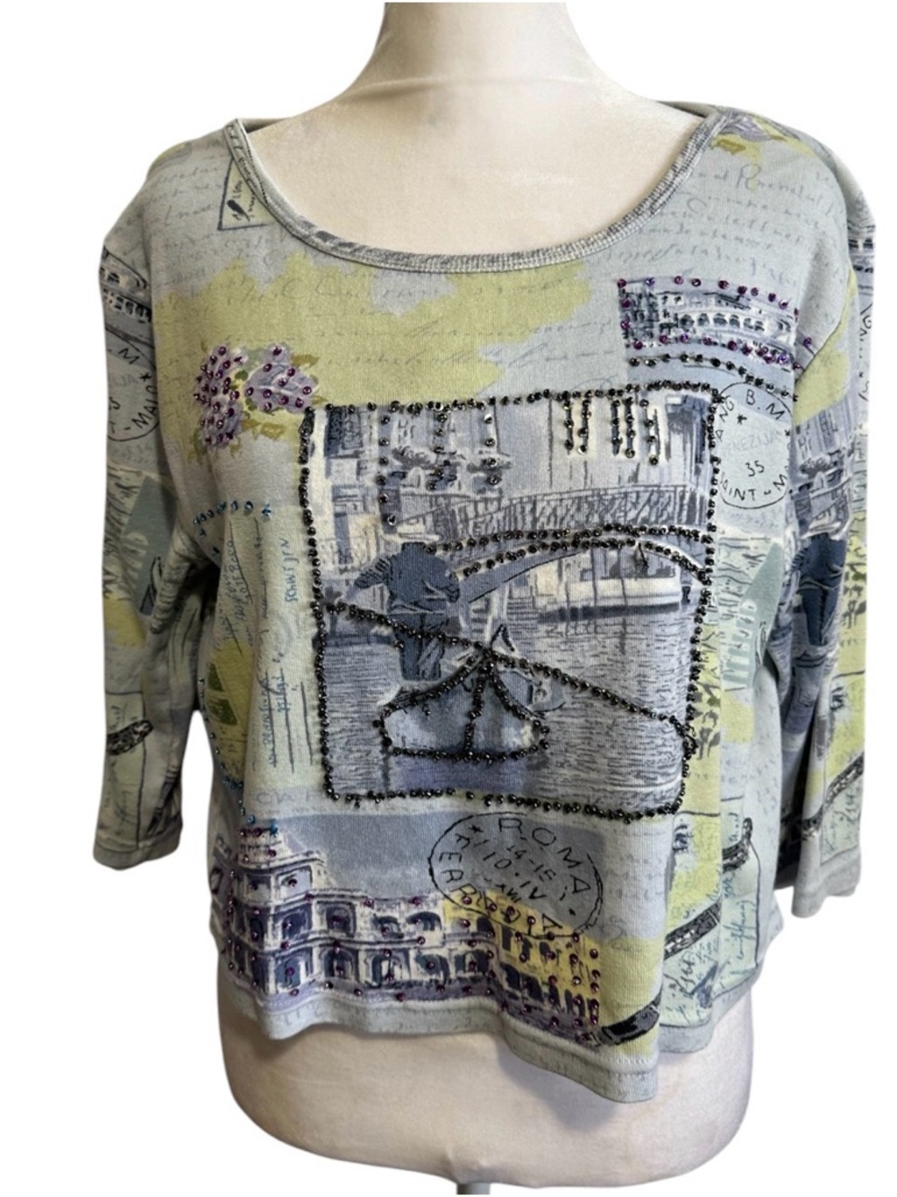 Take two vintage Women's Embellished Scenic Print Top size PL